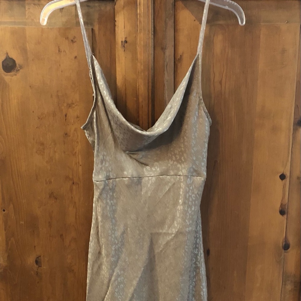 Elegant Gold tone leopard print Slip Dress